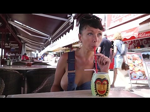 This denim outfit barely covered my boobs, allowing passers-by around me to see my nipples