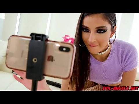 Emily sticks her tongue out in a gagging ass to mouth blowjob 6 min