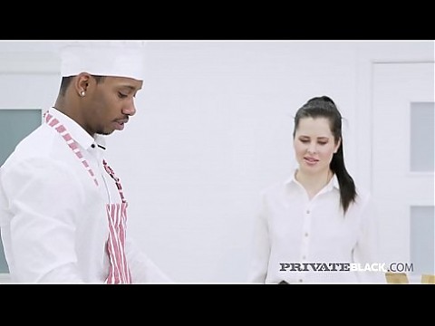 Blue Eyed Brunette Uses 2 Hands On Big Black Cock!