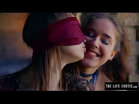 Straight girl is blindfolded and coerced by lesbian before she orgasms