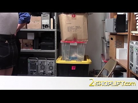 Skinny and tender blonde shoplifter gets caught in the security office