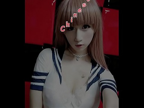 Chinese asian sexy beautiful shemale sissy play vibrator