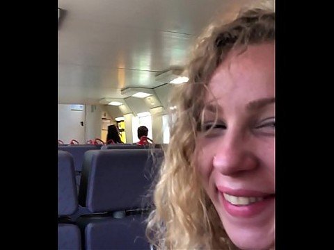 Angel Emily public blowjob in the train and cumswallowing !!