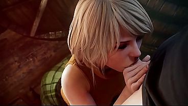 Ада Вонг уже получила сперму внутрь, а Эшли мастурбирует и ждет своей очереди. Хентай-мультфильм 10 мин.