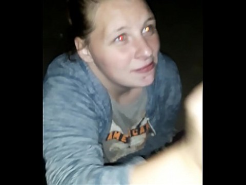 Good Girl Jacki giving outdoor blowjob