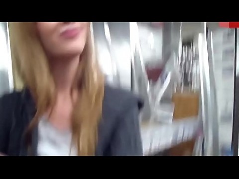 German amateur taking a big load on her face in a hardware store